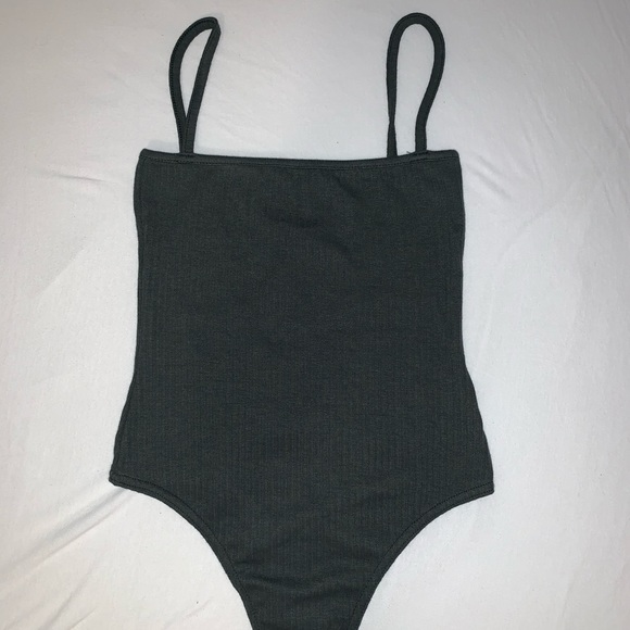 Forest Green Square Neck Bodysuit - Picture 1 of 2